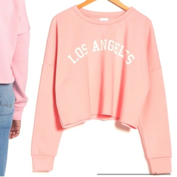 NWT Abound Pink Cropped Los Angeles Sweatshirt Plus - Picture 3 of 4